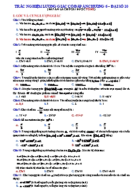 Trắc nghiệm lượng giác (có đáp án) chương 6  Đại số 10